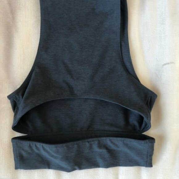 Outdoor Voices Slashback Long Line Crop Top | Dark Grey Charcoal | XS - Picture 3 of 4